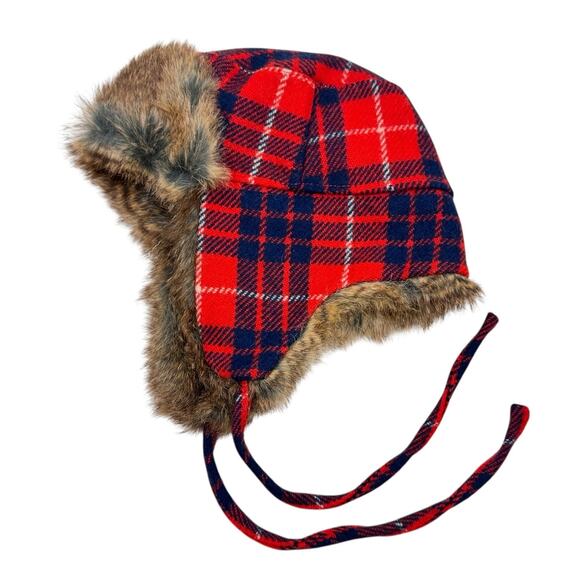 J. Crew Accessories - NWT J. Crew Faux Fur Wool Plaid Trapper Hat